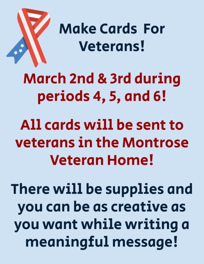 Support Our Veterans on March 2nd & March 3rd! (Activity at PMS)
